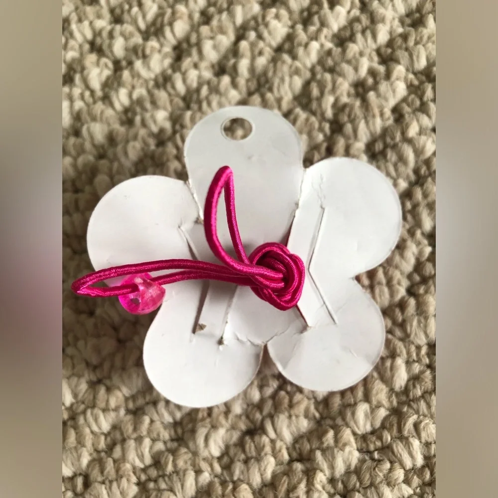 New girls Pink Rose glitter Flower hair tie accessory (set of 2)